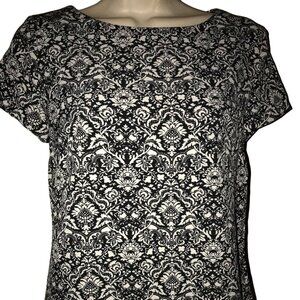 PHILOSOPHY BLACK/WHITE DAMASK PRINT DRESS XS-EUC